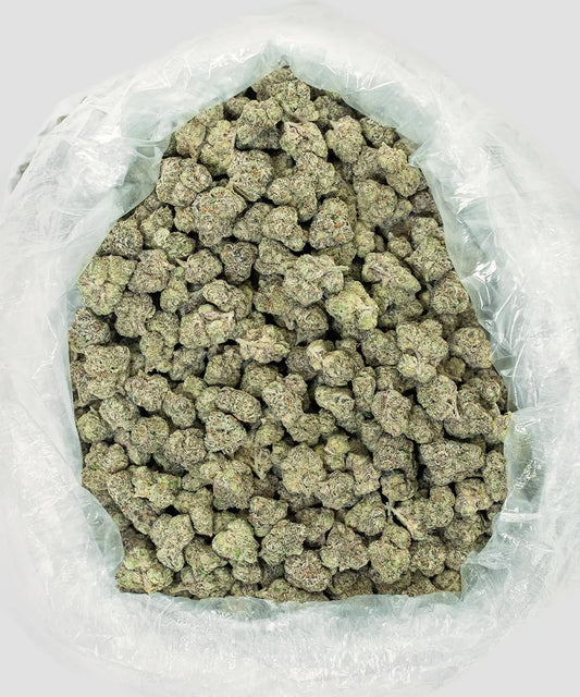 Yoda OG thca flower in a turkey bag