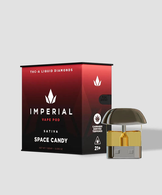 Imperial extraction thca liquid diamond vape pen pod space candy side view