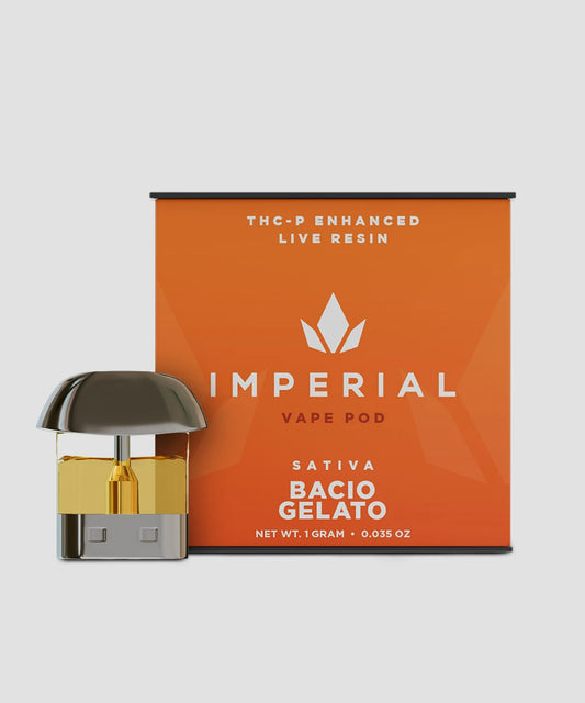 Imperial extraction enhanced live resin 1g THC-P delta 8 vape pod cartridge bacio gelato