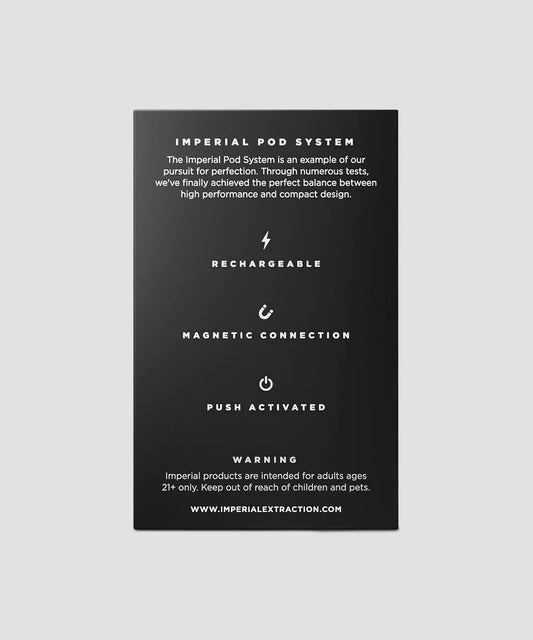 Imperial extraction THCP vape pod cartridge battery backside instructions