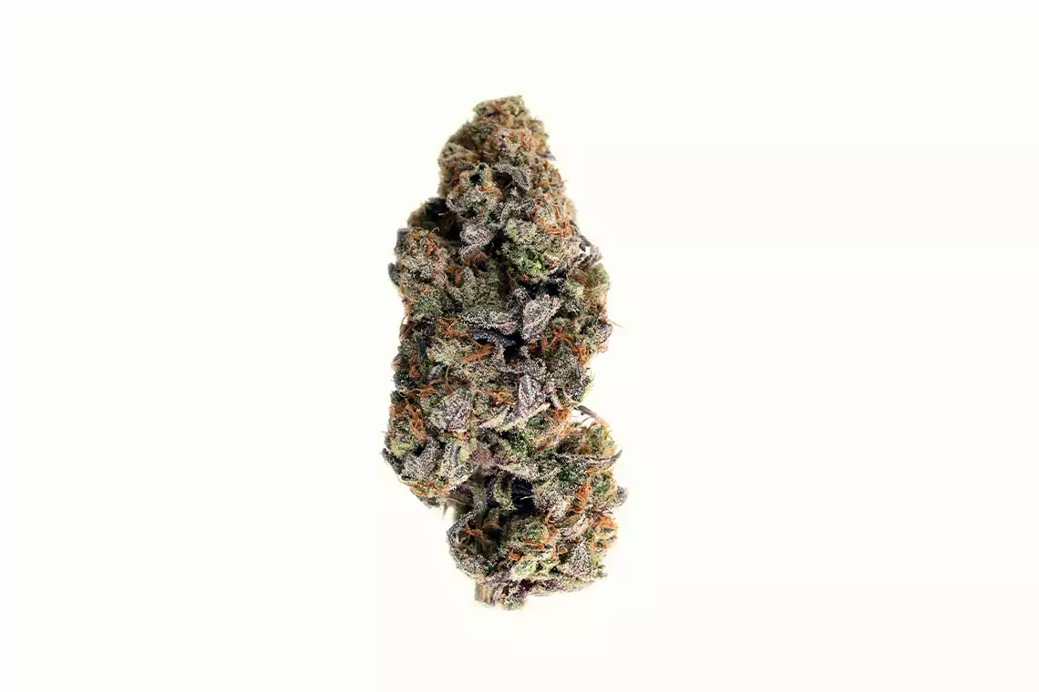 A cannabis nug against a white background.