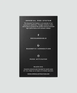 Imperial extraction THCP vape pod cartridge battery backside instructions