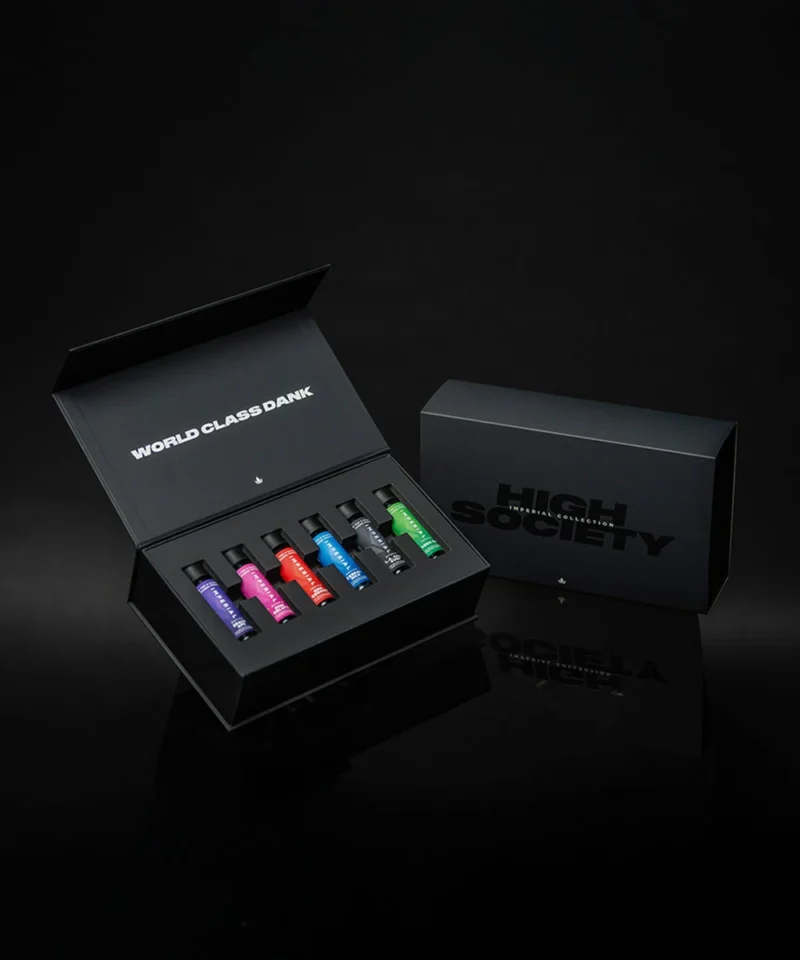 Imperial Extraction High Society 6 pack THCA preroll set in black packaging.