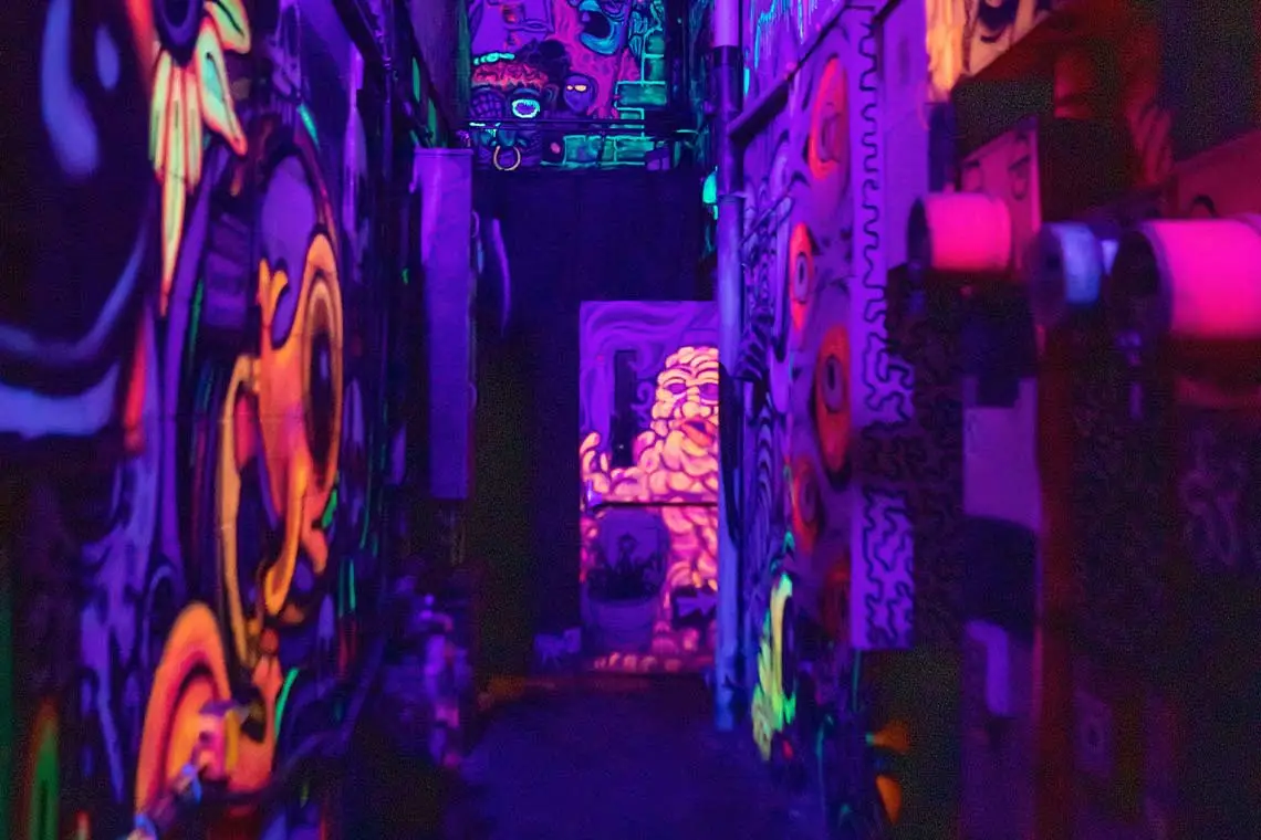 Neon Decorated Hallway