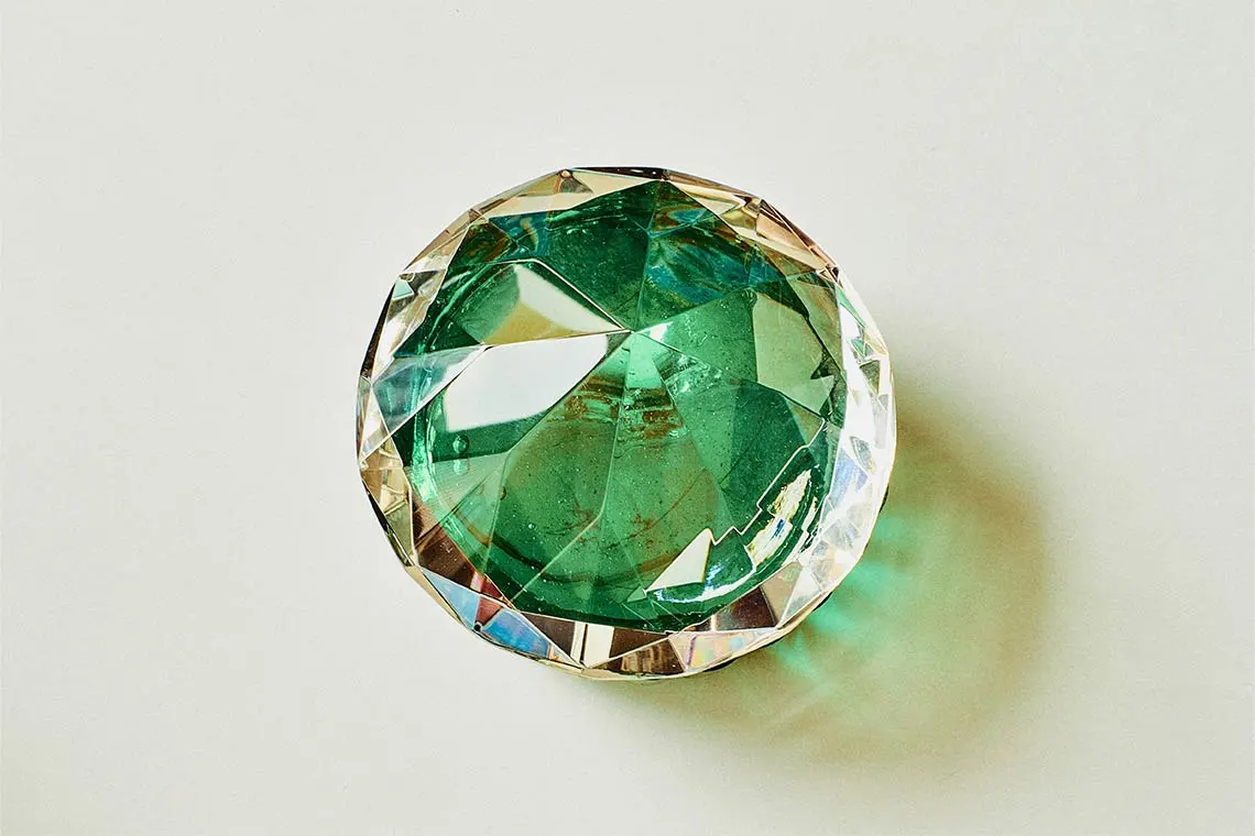 Diamond with a Green Hue in the Center