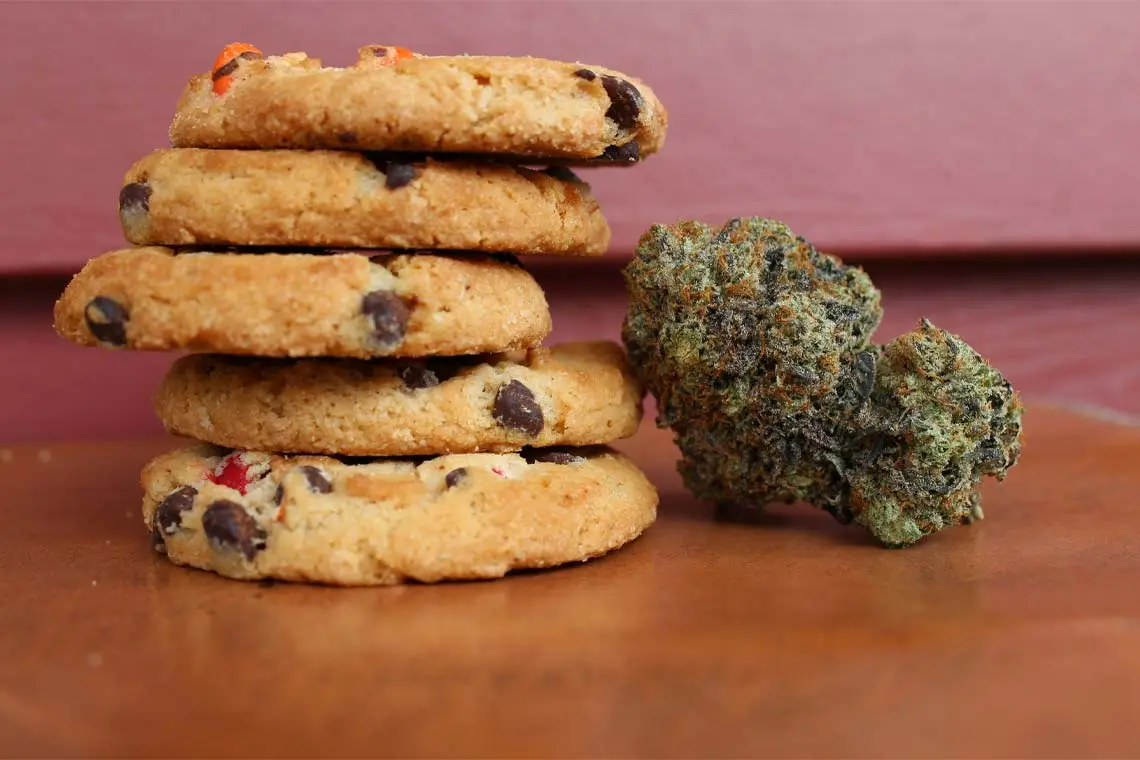 Cannabis next to a tower of Cookies