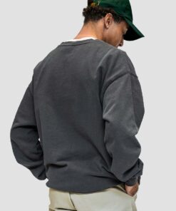 Imperial Merch essentials signature crew neck in charcoal worn by model