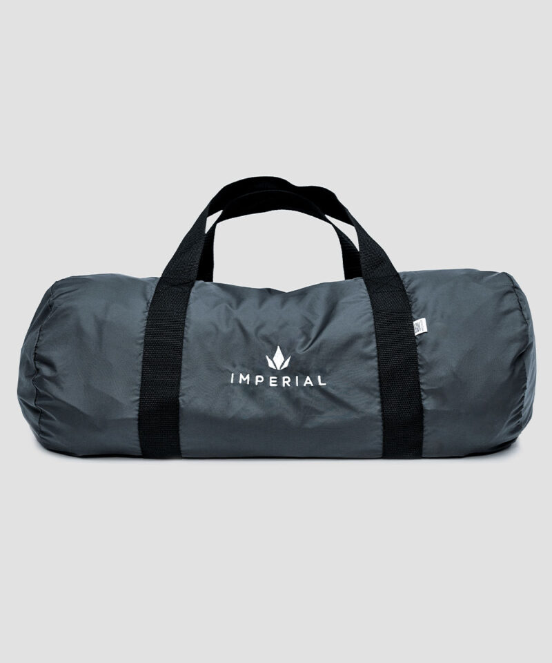 Imperial Merch essentials signature duffle bag in charcoal and black