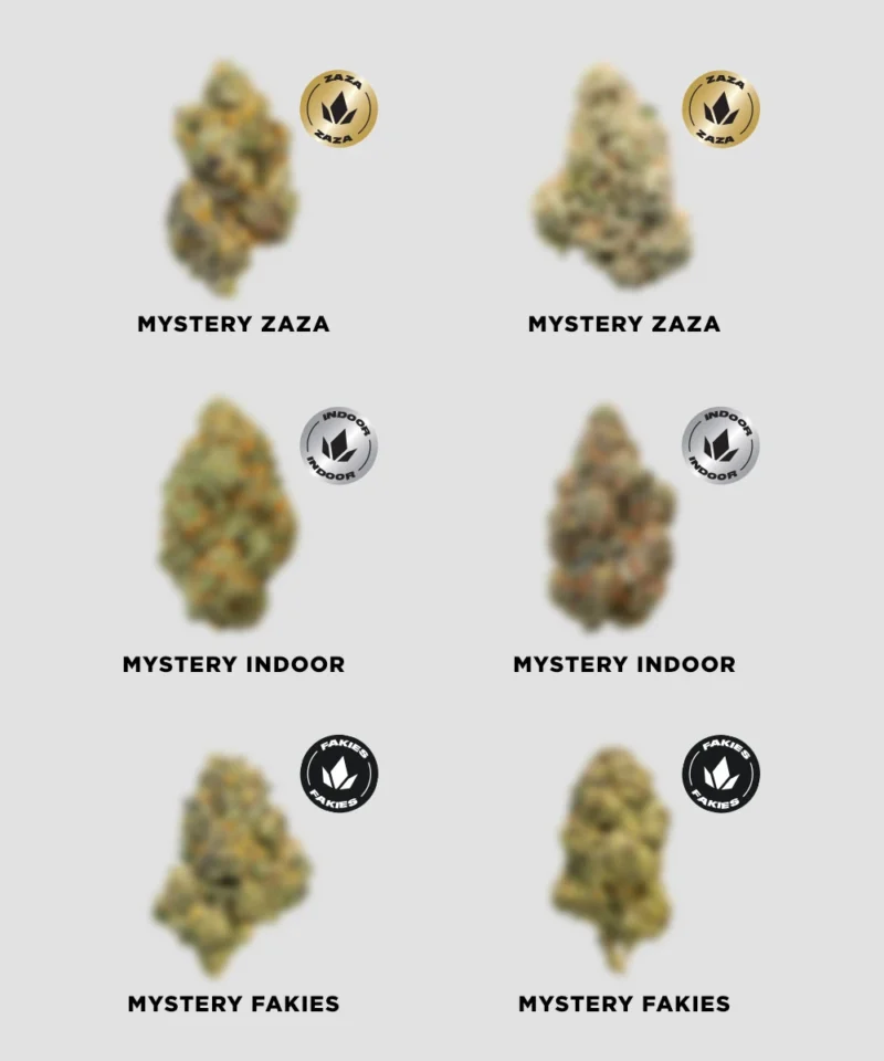 Imperial THCA Flower Trap pack selection of mystery zaza, mystery indoor, and mystery fakies.